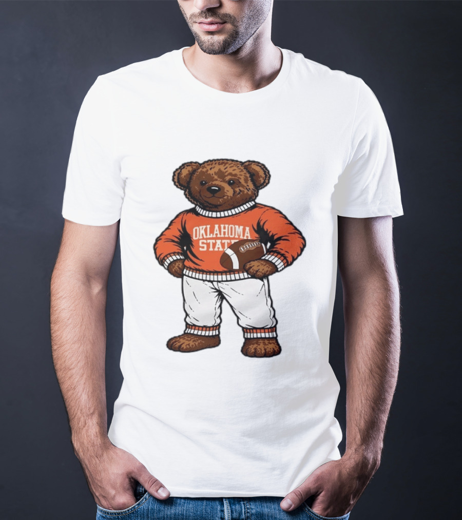 Oklahoma State Football Bear Holding Football Cowboys T-Shirt