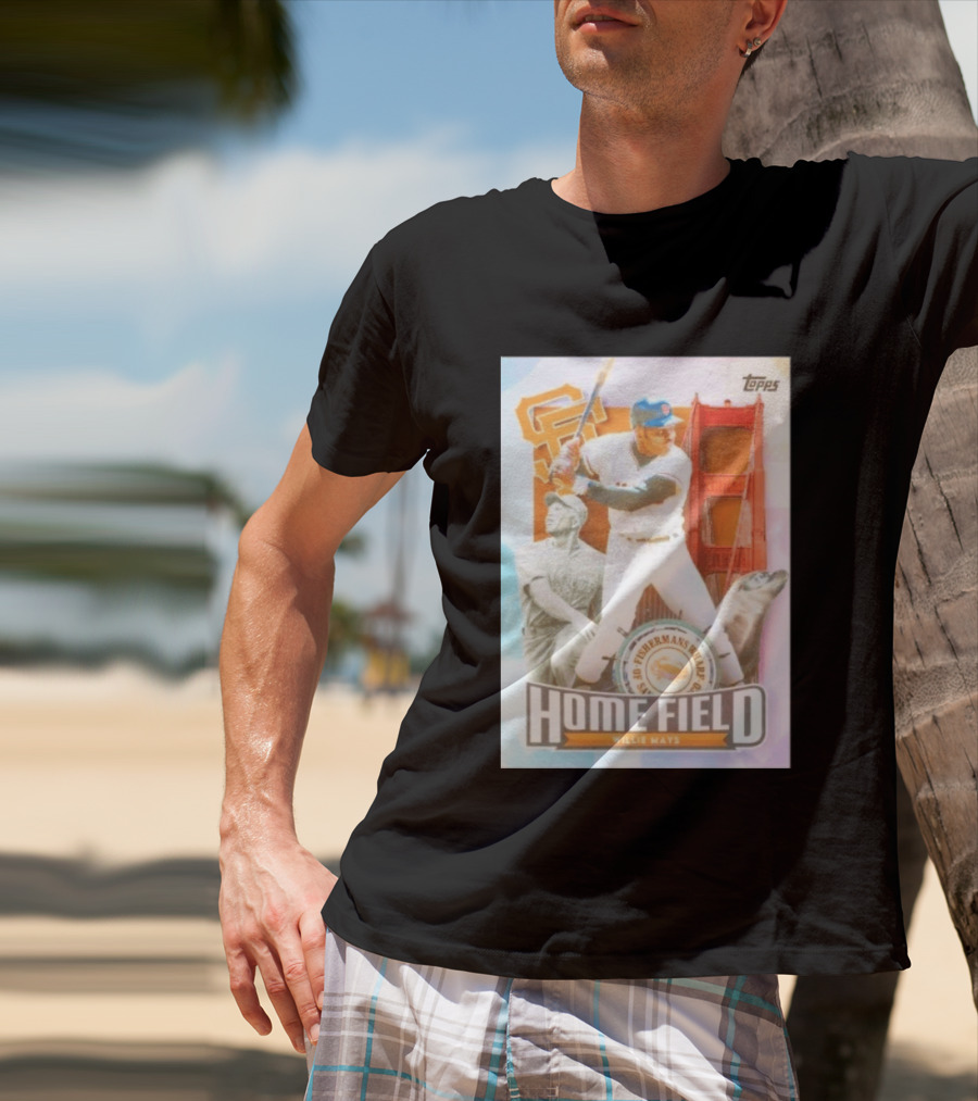 San Francisco Giants Willie Mays Topps Home Field Fisherman's Wharf Golden Gate Bridge T-Shirt