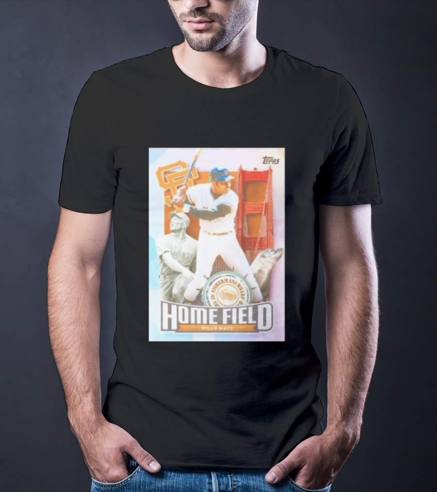 San Francisco Giants Willie Mays Topps Home Field Fisherman's Wharf Golden Gate Bridge T-Shirt