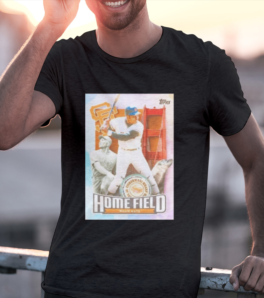 San Francisco Giants Willie Mays Topps Home Field Fisherman's Wharf Golden Gate Bridge T-Shirt