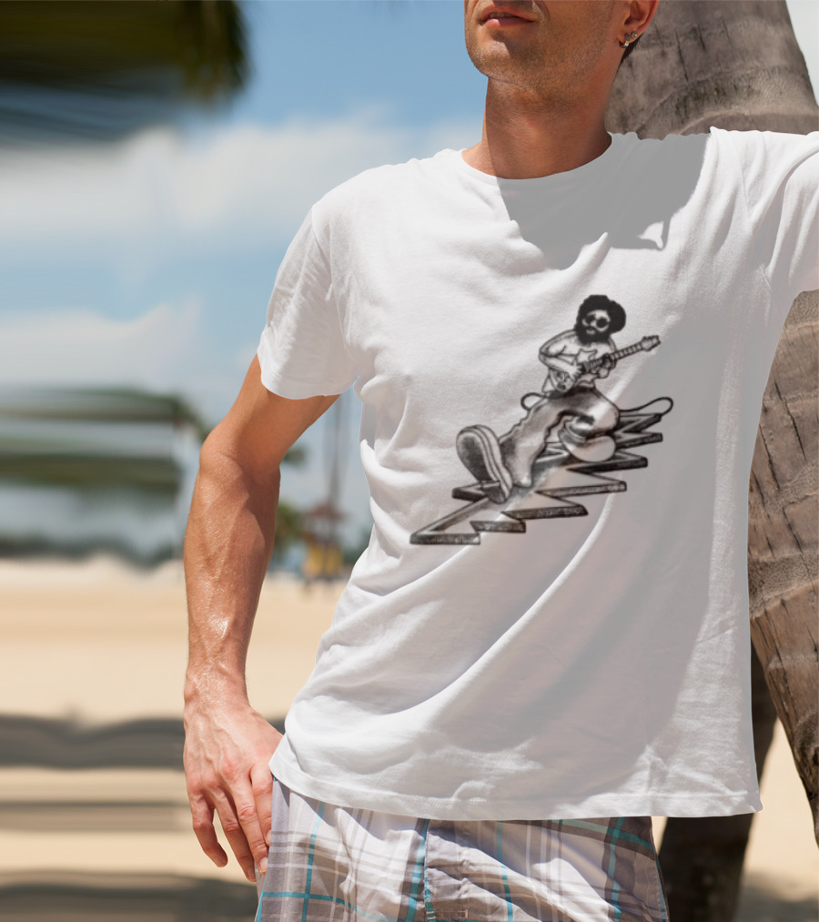 Grateful Dead Jerry Garcia Playing Electric Guitar Walking Zig Zag T-Shirt