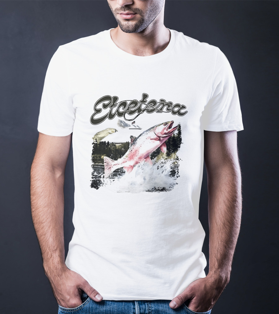 Etcetera Rainbow Trout Fishing Nature Scene T-Shirt