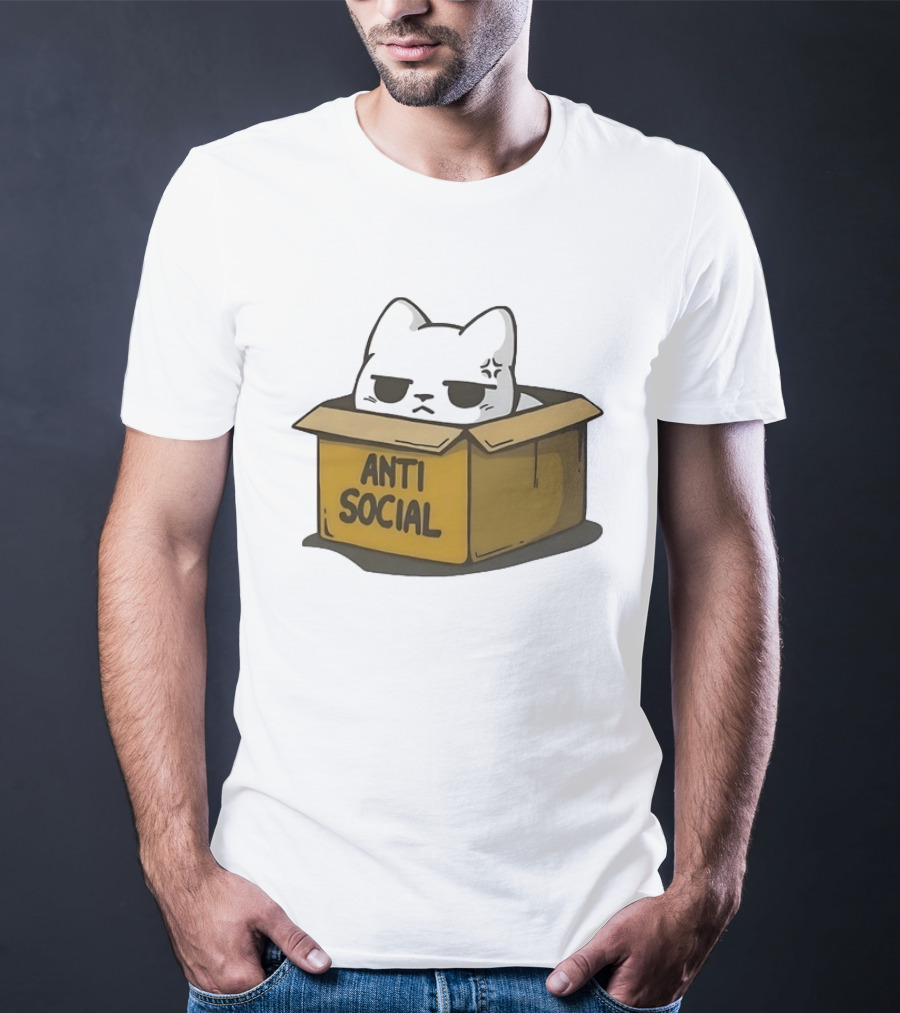 Grumpy Cat Anti Social Introvert In Box T-Shirt