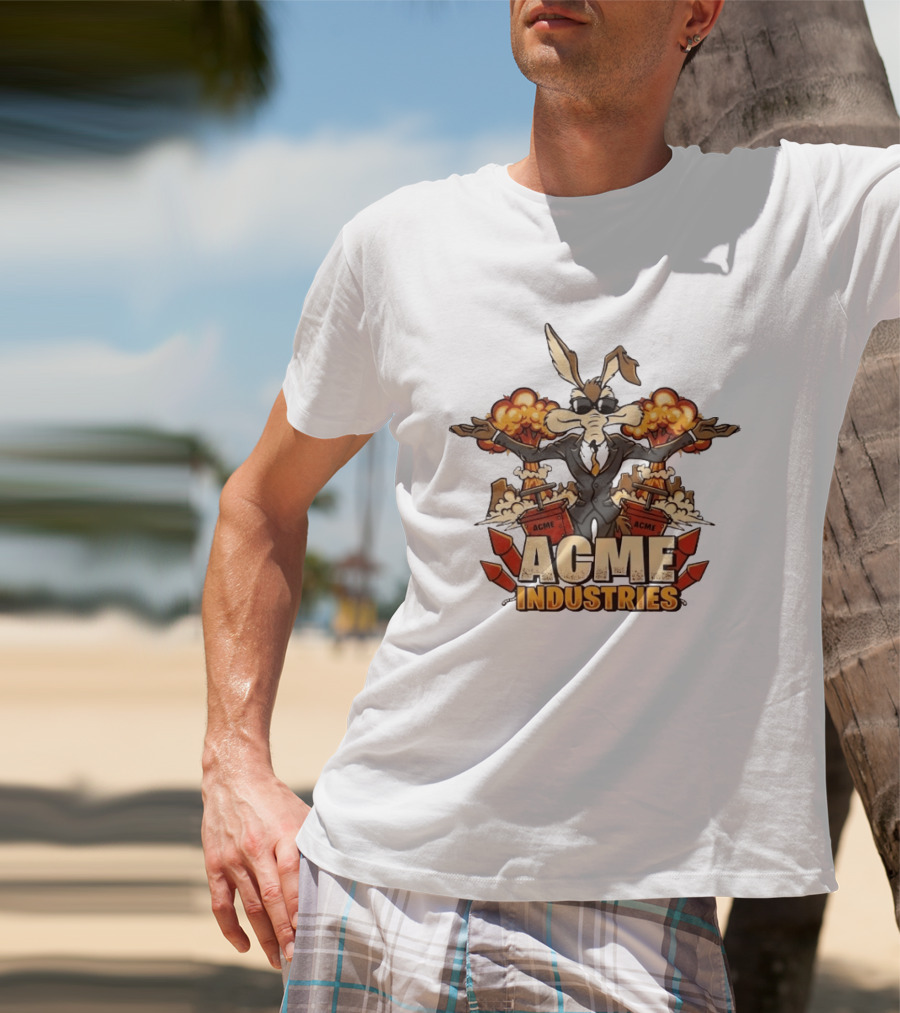Wile E Coyote Acme Industries Suit Explosions T-Shirt