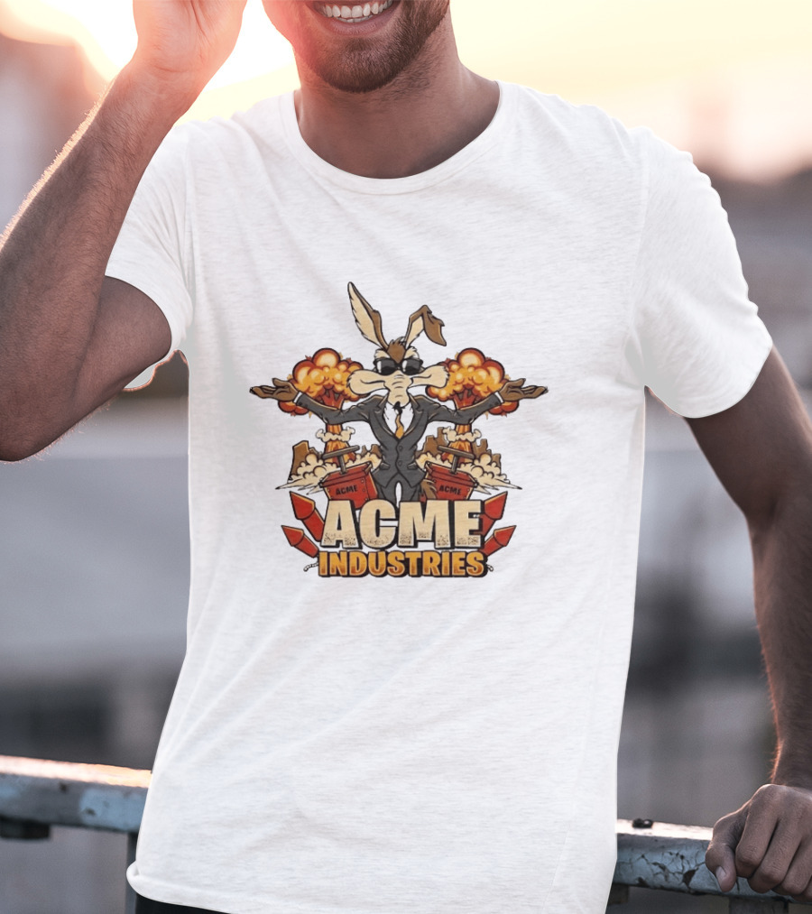 Wile E Coyote Acme Industries Suit Explosions T-Shirt