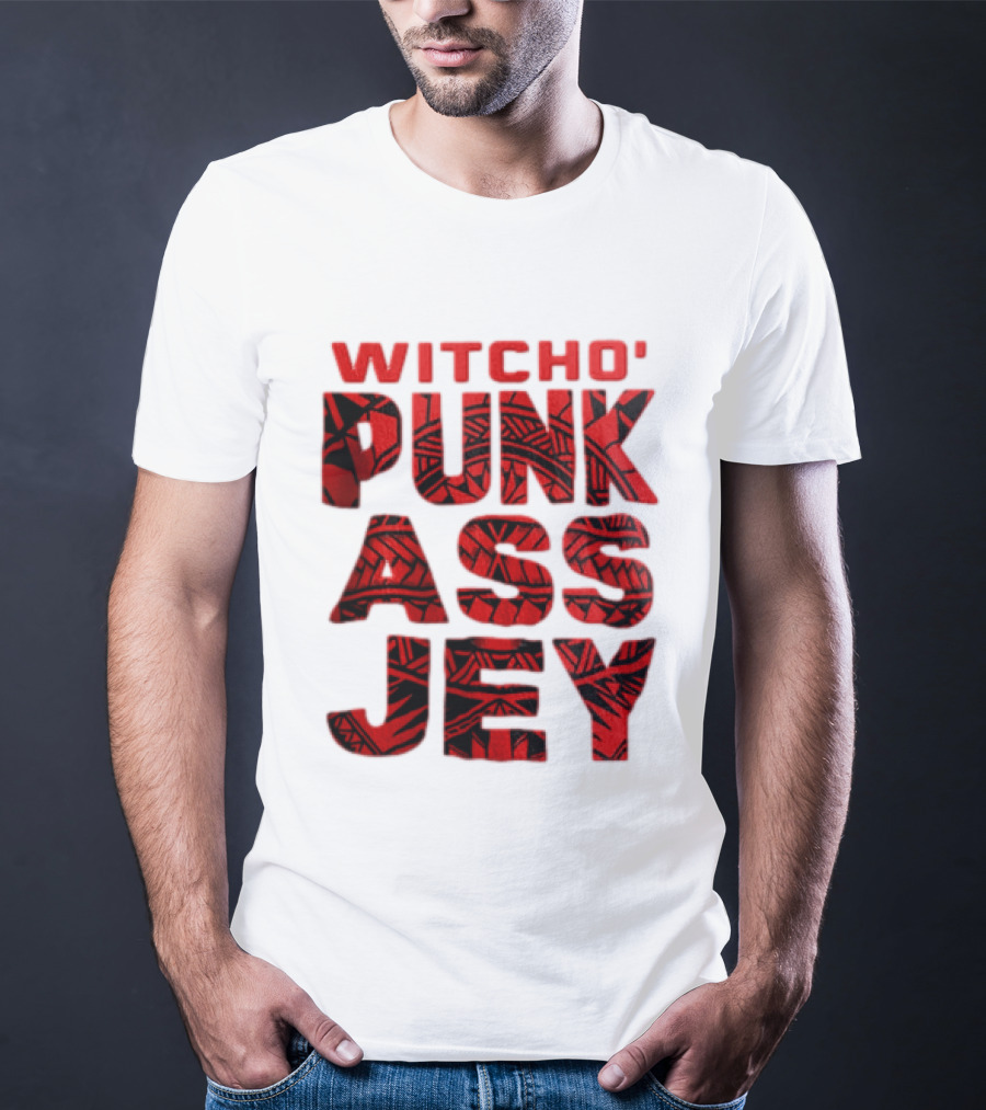 Witcho Punk ASS JEY Red And Black Tribal Patterned Block T-Shirt