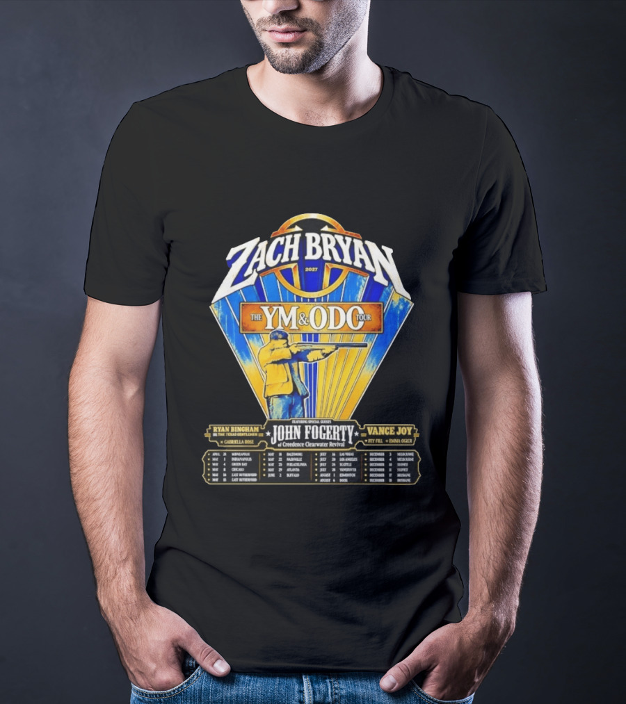 Zach Bryan 2027 The YM And ODC Tour Featuring John Fogerty Ryan Bingham Vance Joy T-Shirt