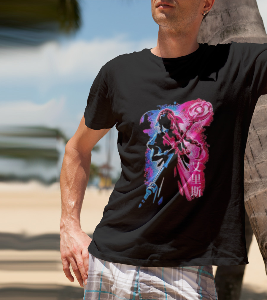 Aerith Gainsborough Final Fantasy VII Pink And Blue Japanese T-Shirt