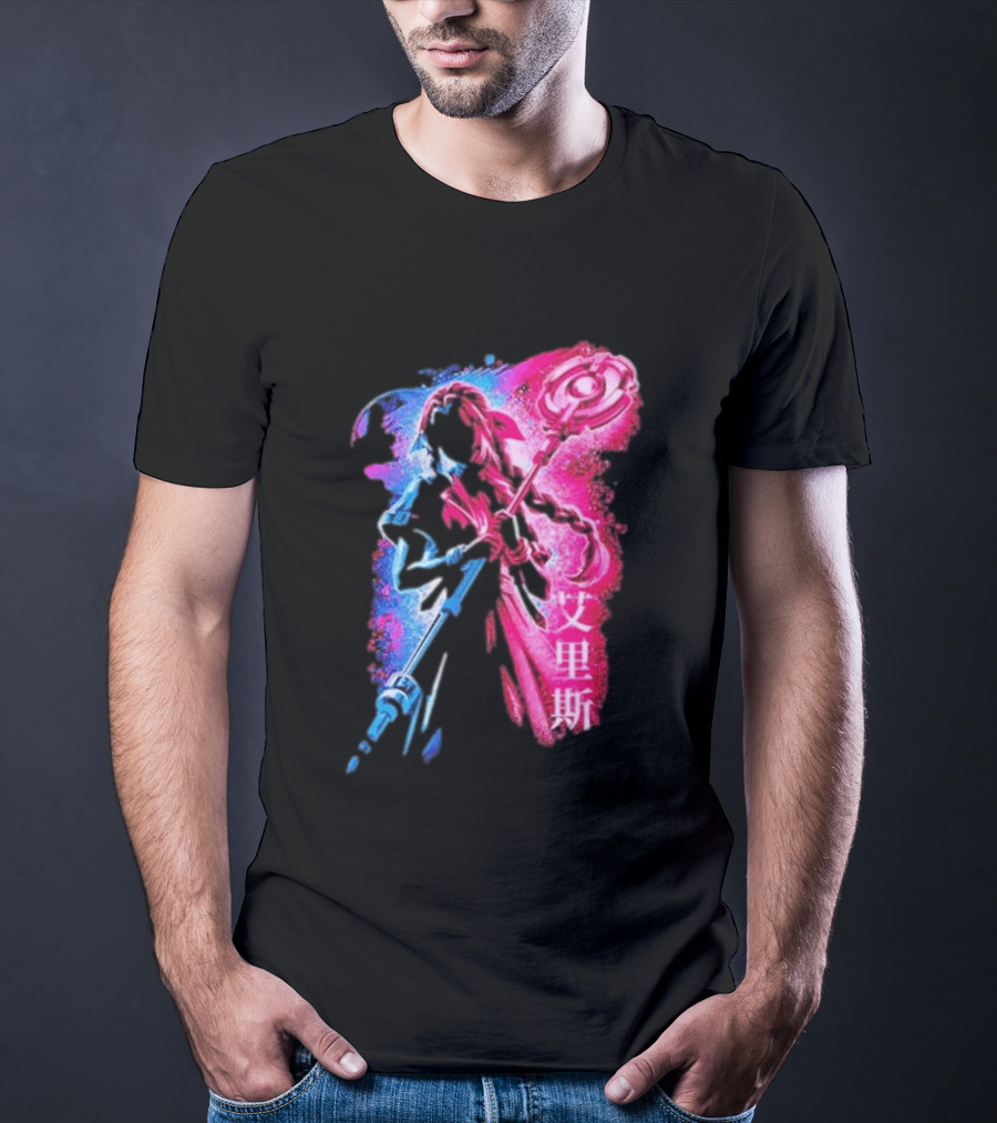 Aerith Gainsborough Final Fantasy VII Pink And Blue Japanese T-Shirt