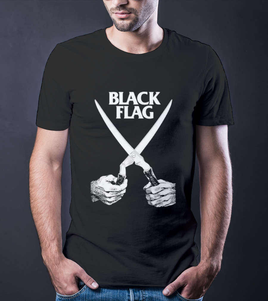 Black Flag Scissors Punk Rock Raymond Pettibon T-Shirt