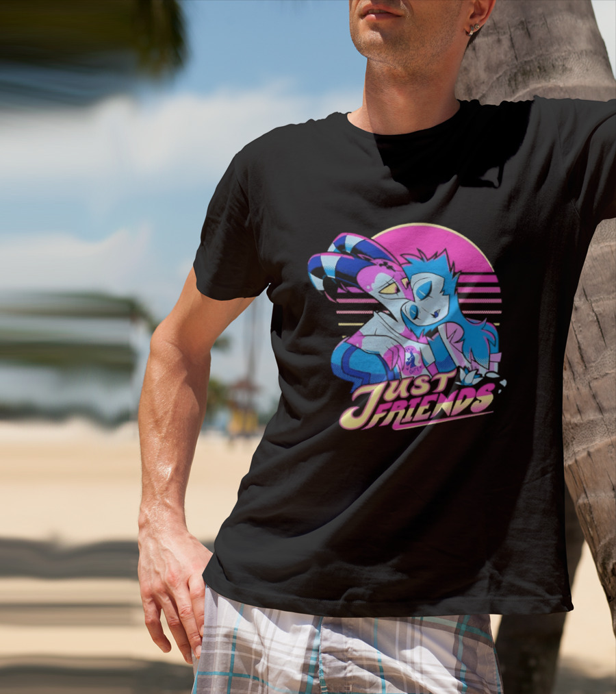 Just Friends Blitzø Stolas Helluva Boss Neon Sunset T-Shirt