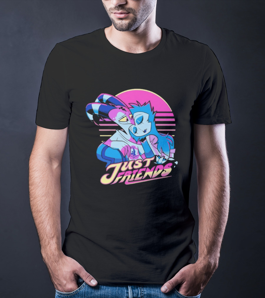 Just Friends Blitzø Stolas Helluva Boss Neon Sunset T-Shirt