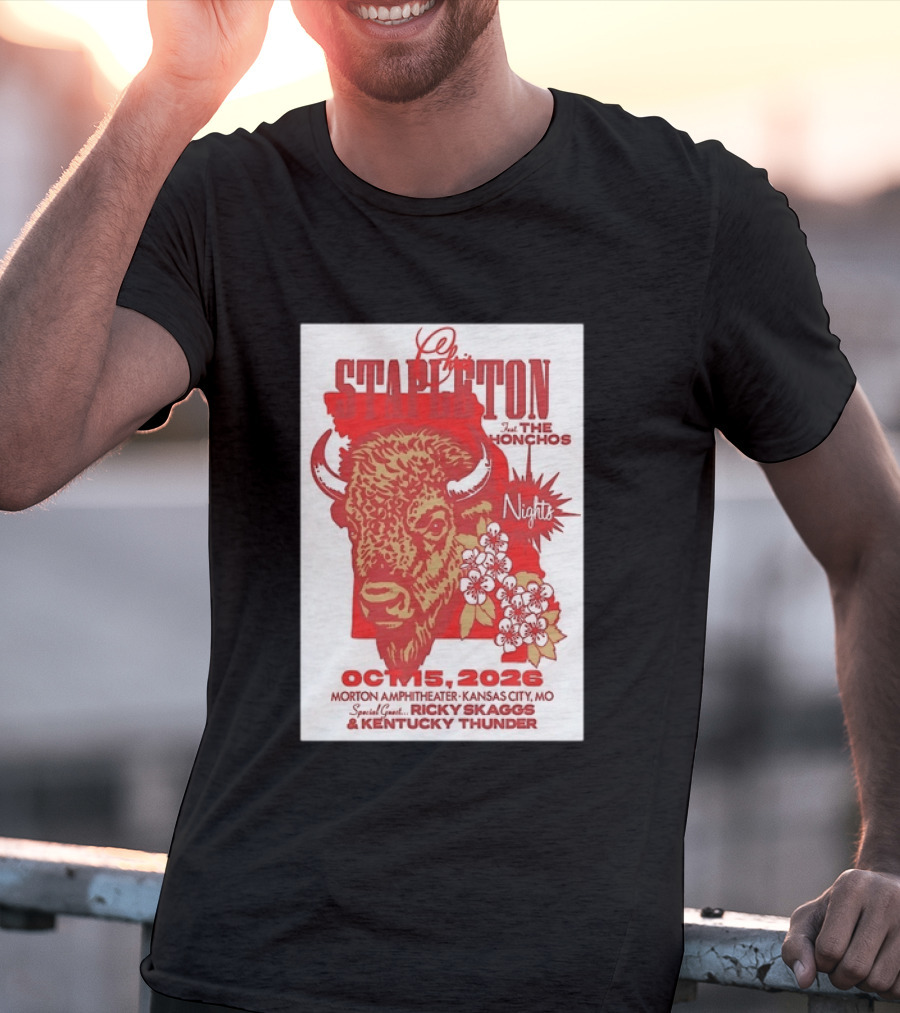Chris Stapleton Featuring The Honchos And Ricky Skaggs Kentucky Thunder Kansas City Concert October 15 2026 Morton Amphitheater T-Shirt