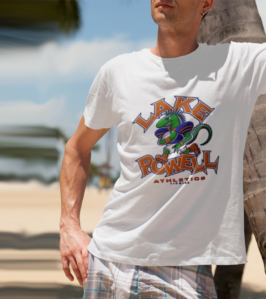 Lake Powell Athletics Tys Dyes Green Lizard Running Football T-Shirt