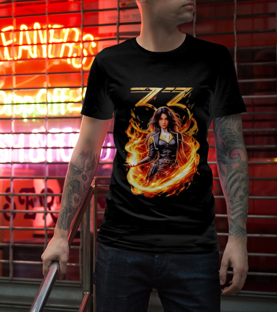 33 Fire Sorceress Fantasy Flames T-Shirt