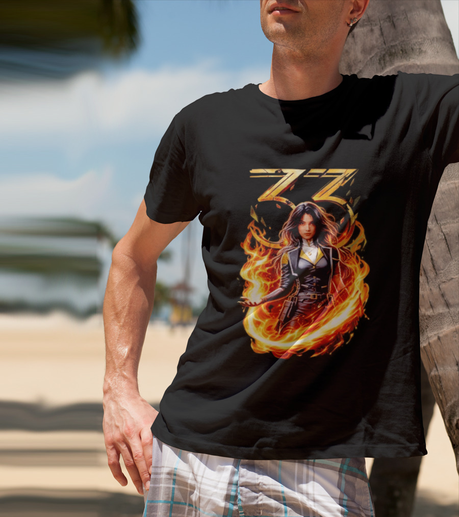 33 Fire Sorceress Fantasy Flames T-Shirt