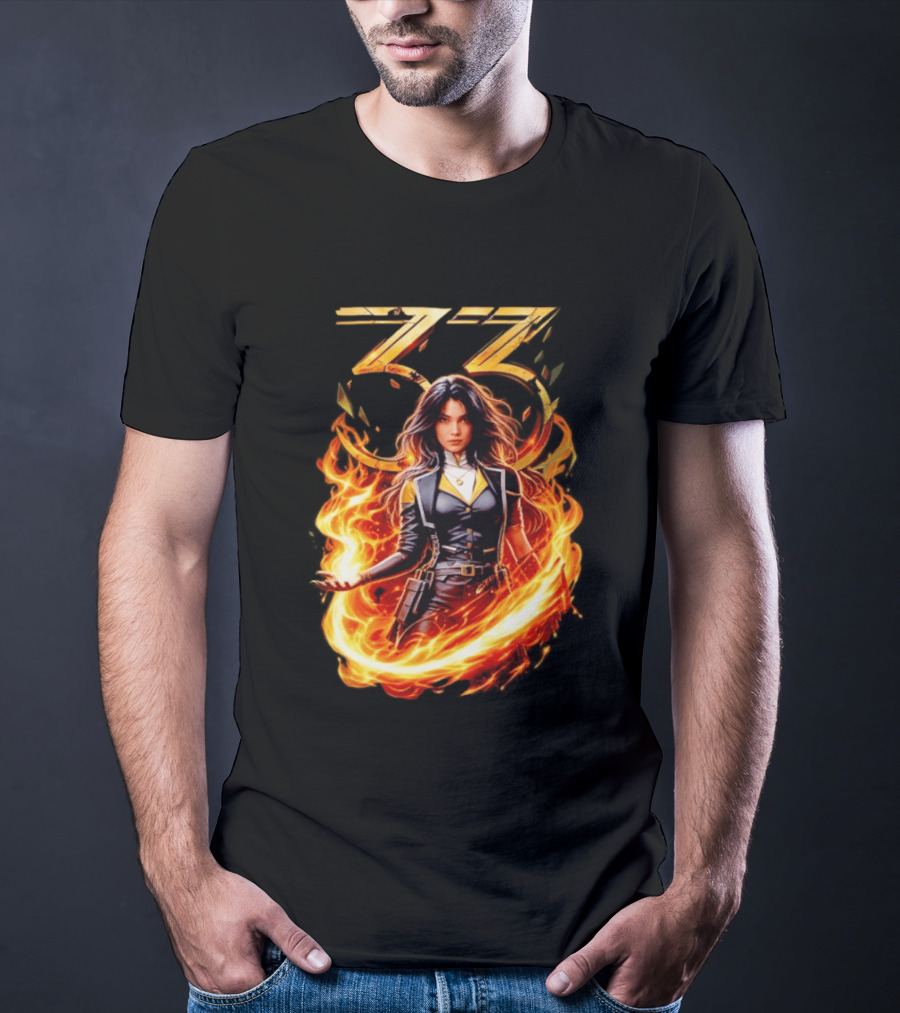 33 Fire Sorceress Fantasy Flames T-Shirt