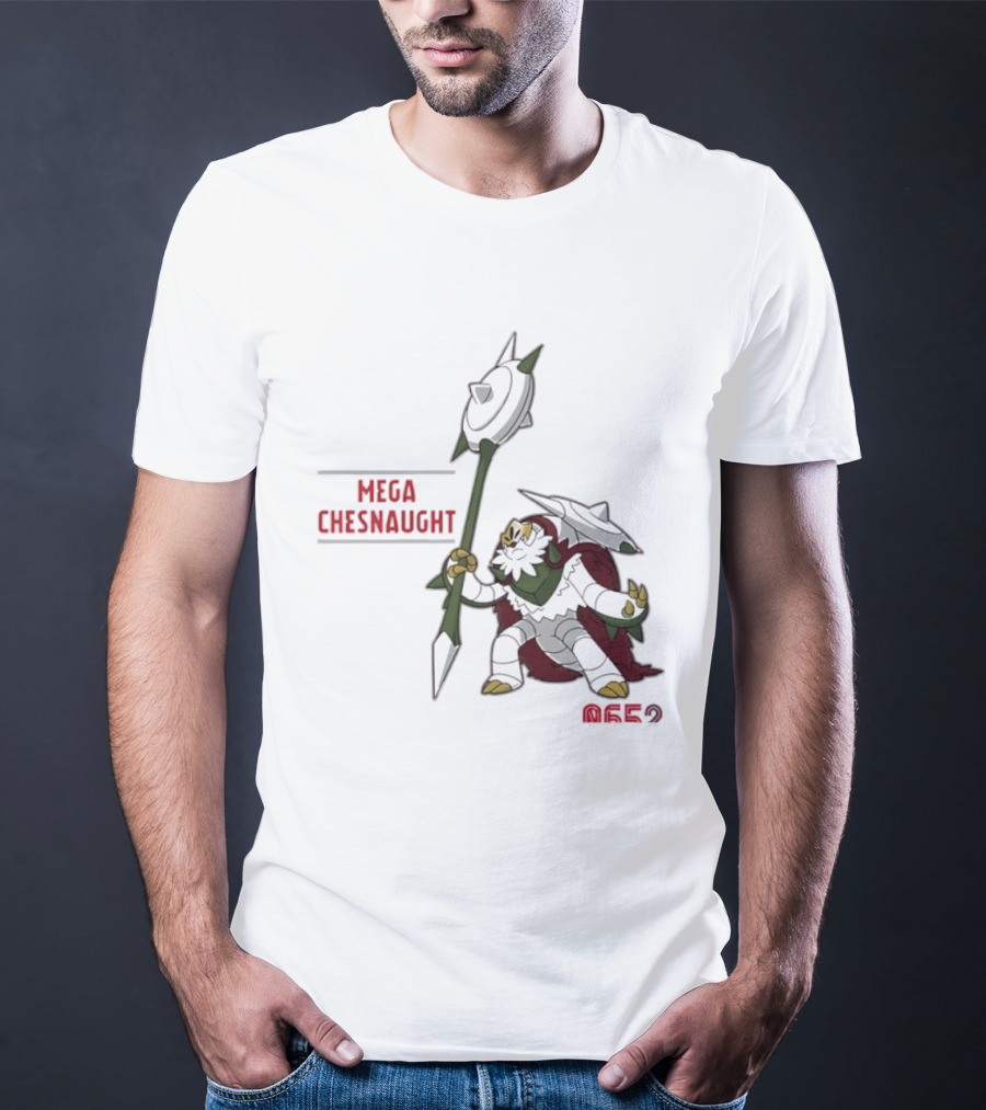 Mega Chesnaught 0652 Pokemon Pokedex Gaming Axe Warrior T-Shirt