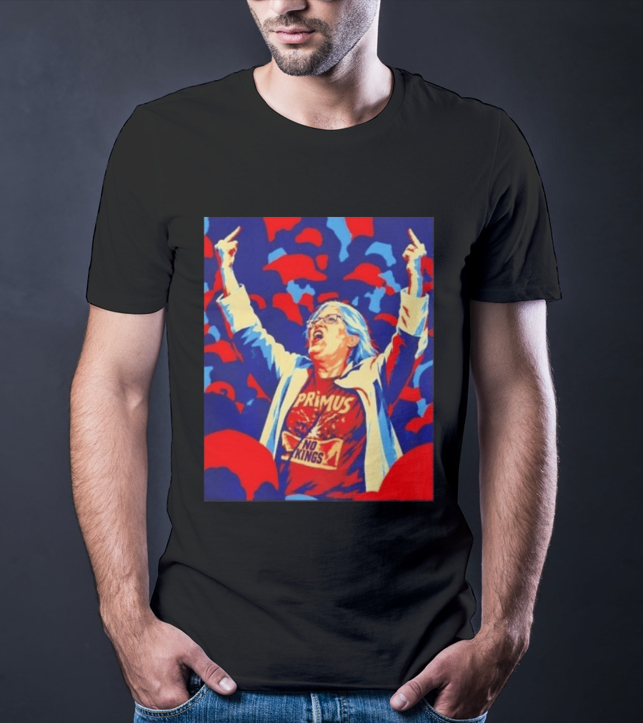 Primus No Kings Les Claypool Protest Art Blue Red T-Shirt