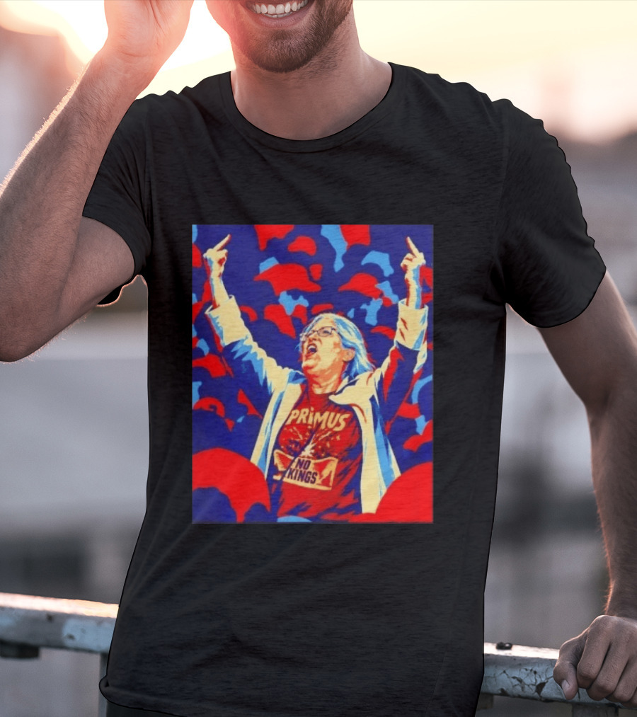 Primus No Kings Les Claypool Protest Art Blue Red T-Shirt
