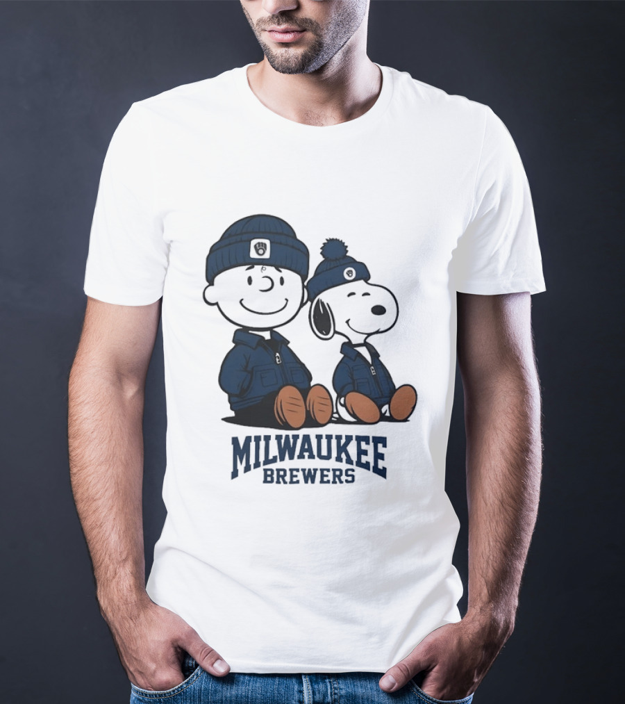 Milwaukee Brewers Charlie Brown Snoopy MLB Collaboration T-Shirt