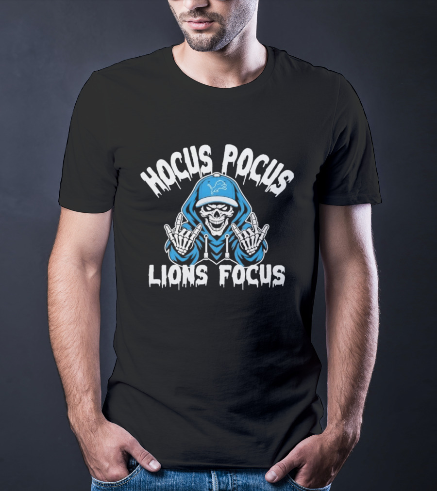 Hocus Pocus Lions Focus Skeleton Detroit Lions T-Shirt