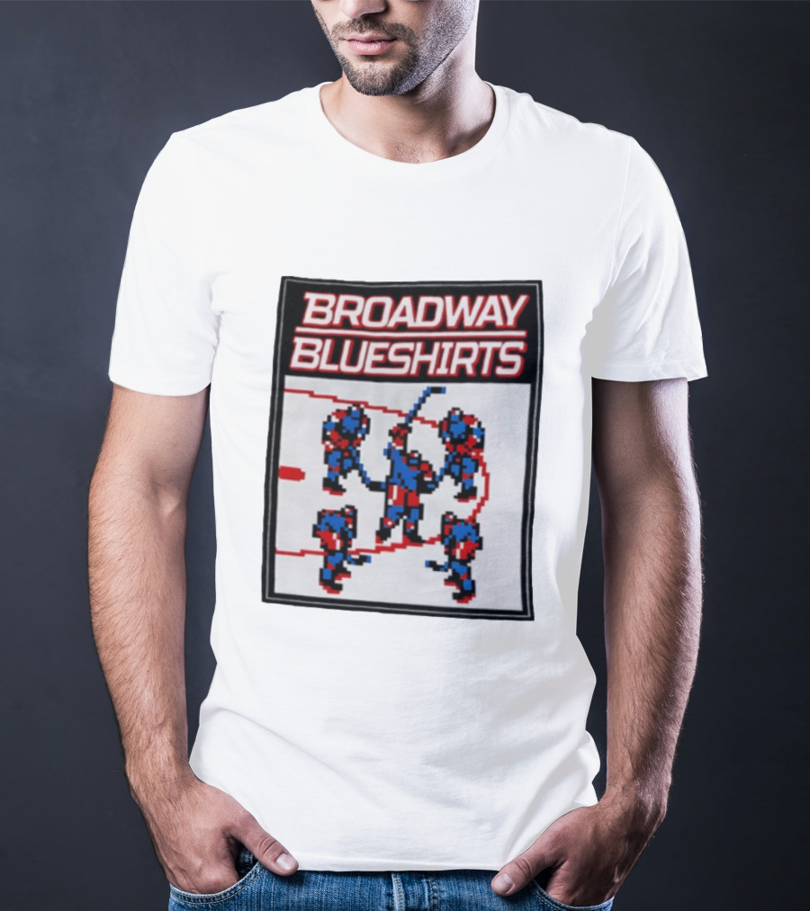 Broadway Blueshirts New York Rangers NHL Pixel Hockey Players T-Shirt