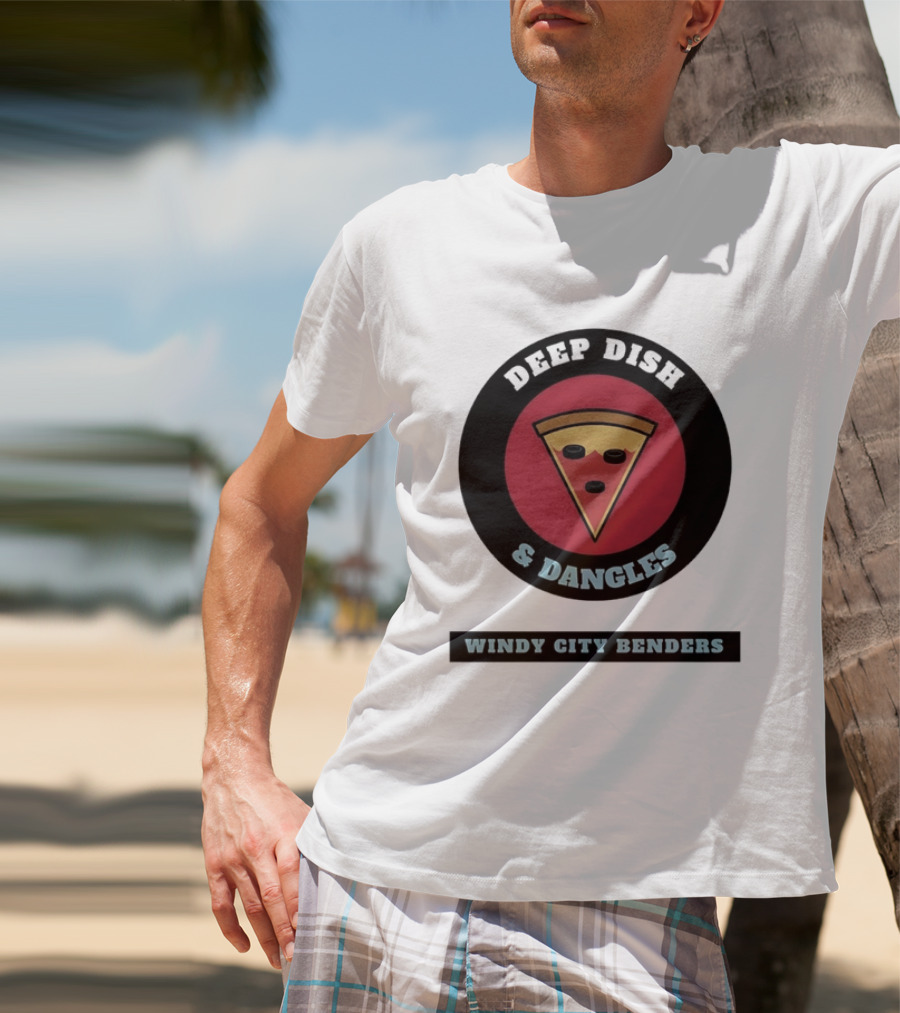 Deep Dish & Dangles Windy City Benders Hockey Pizza Slice T-Shirt
