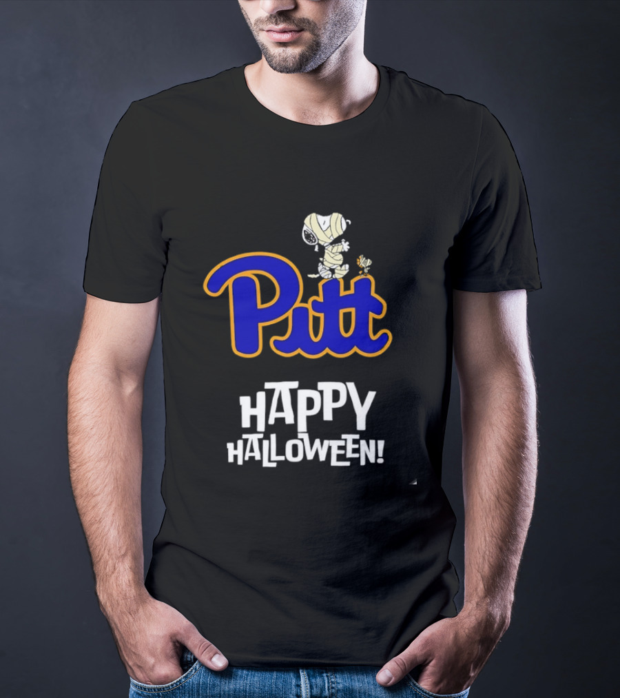 Pitt Panthers Snoopy Woodstock Mummy Happy Halloween T-Shirt