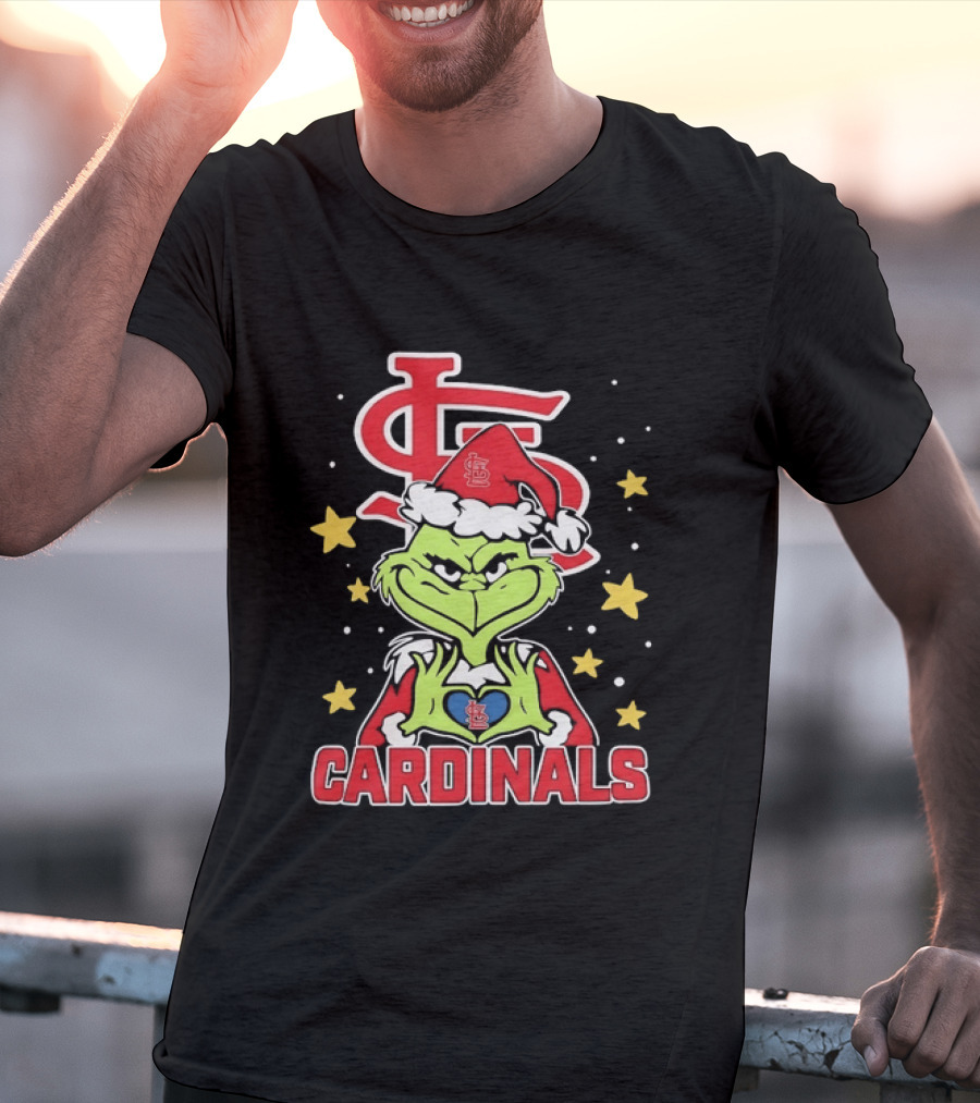 St Louis Cardinals Grinch Heart Hands Christmas 2026 T-Shirt