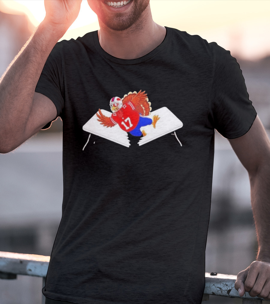 Buffalo Turkey Josh Allen 17 Thanksgiving 2026 Football Table Dive T-Shirt