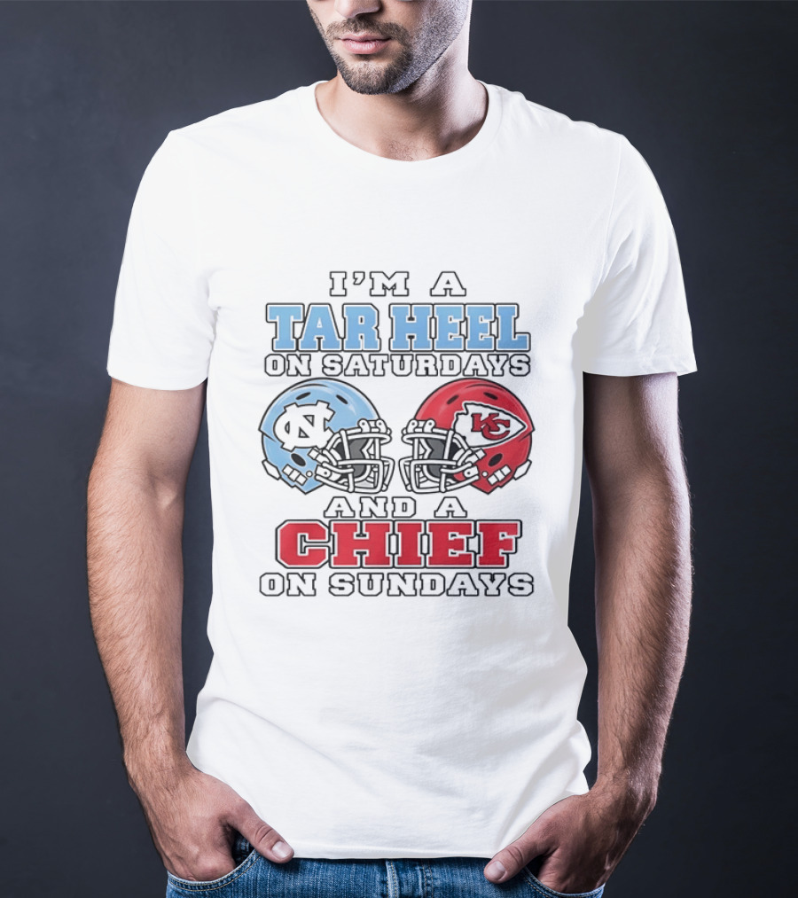 I'm A Tar Heel On Saturdays And A Chief On Sundays Football Helmets T-Shirt