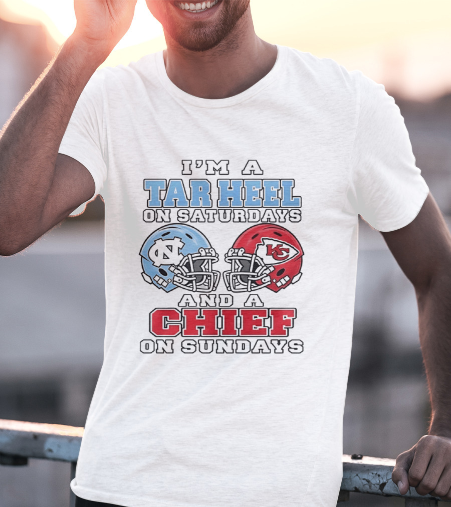 I'm A Tar Heel On Saturdays And A Chief On Sundays Football Helmets T-Shirt