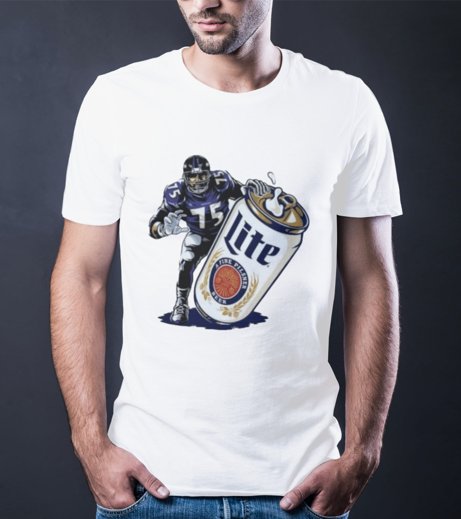 Jonathan Ogden Baltimore Ravens 75 Lite A Fine Pilsner Beer T-Shirt