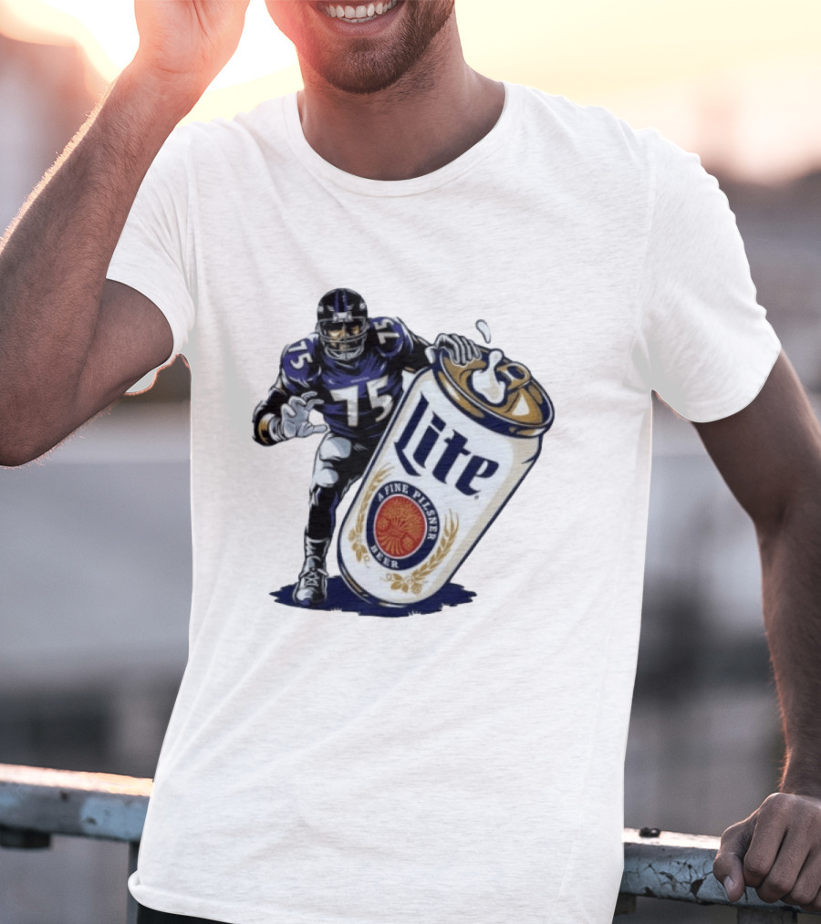 Jonathan Ogden Baltimore Ravens 75 Lite A Fine Pilsner Beer T-Shirt