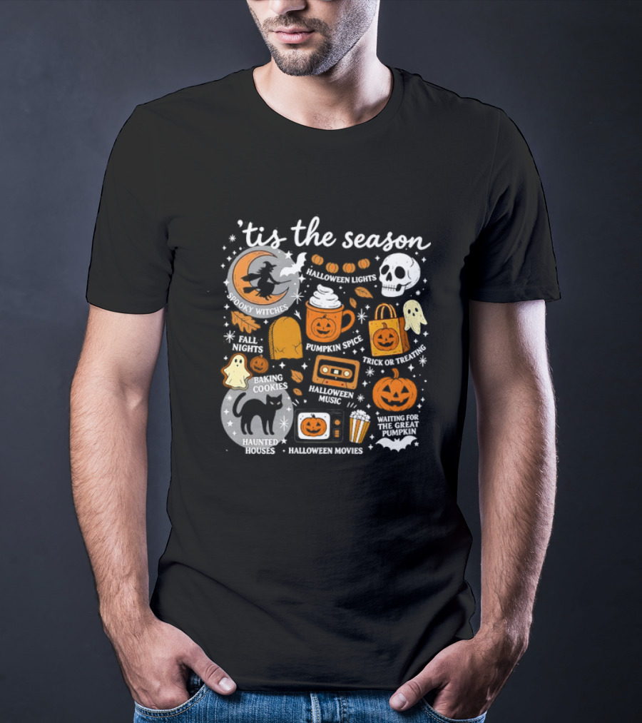 Tis The Season Spooky Traditions My Witch Halloween Movies Haunted House Pumpkin Cooking T-Shirt