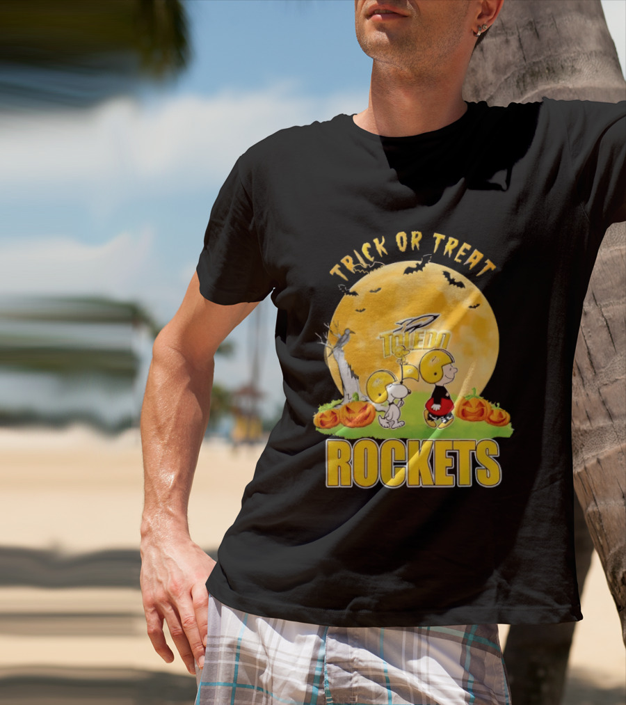 Toledo Rockets Trick Or Treat Halloween Charlie Brown Snoopy T-Shirt