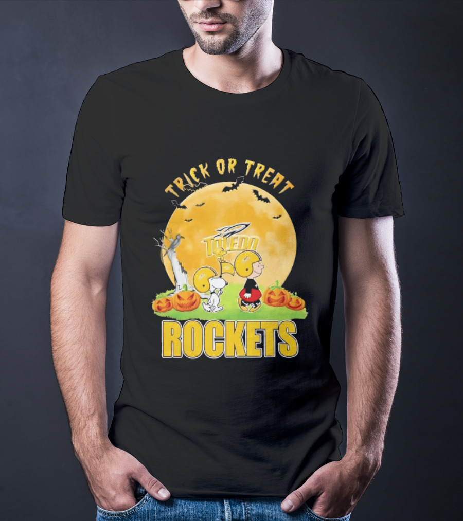 Toledo Rockets Trick Or Treat Halloween Charlie Brown Snoopy T-Shirt