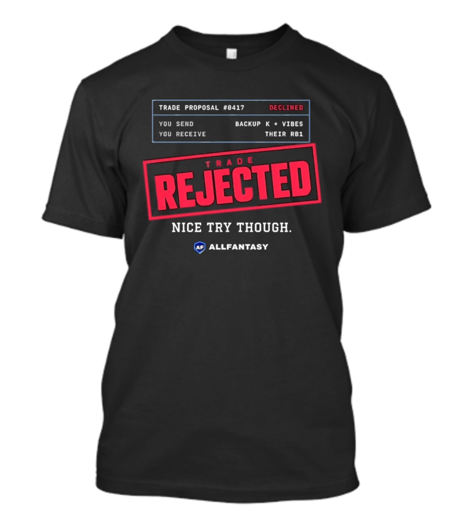 Trade Proposal 0417 Rejected Backup K Visor Fantasy Football T-Shirt