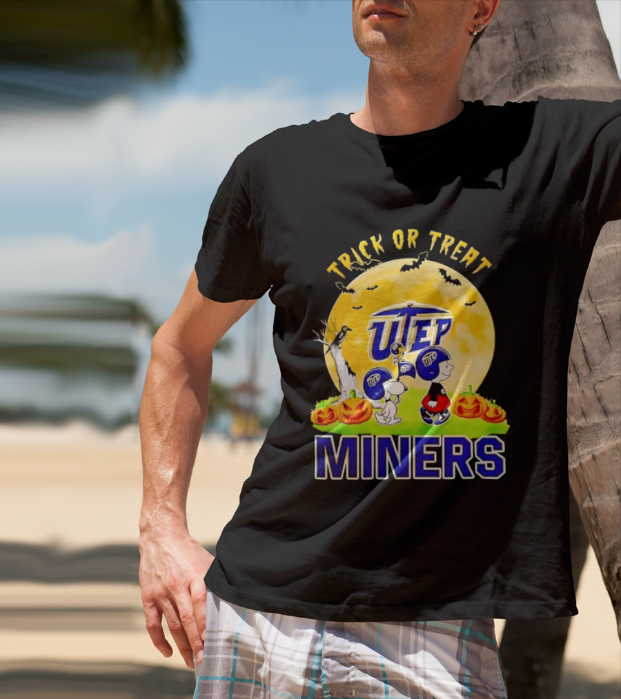 UTEP Miners Trick Or Treat Halloween With Charlie Brown And Snoopy T-Shirt