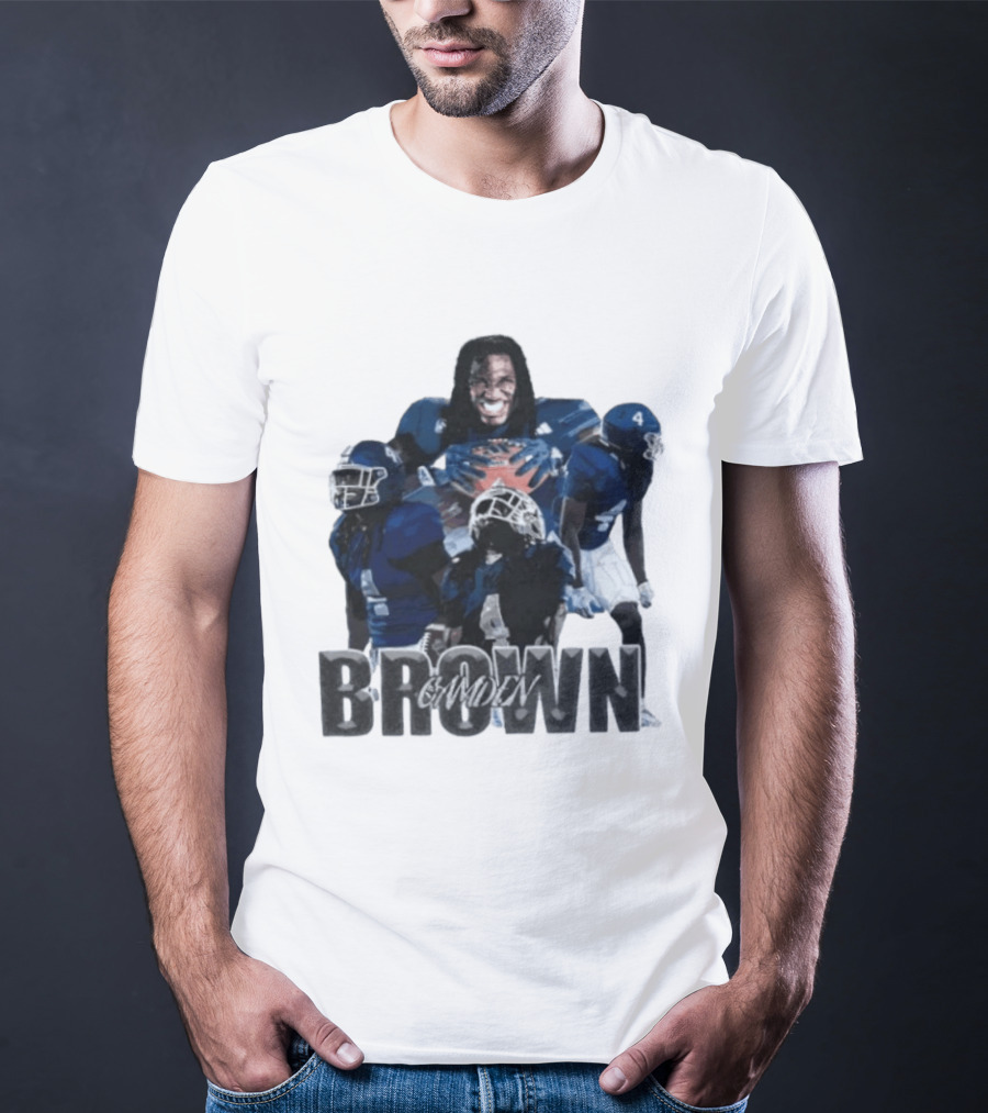 Camden Brown Football Wide Receiver Collage Blue Jersey 4 T-Shirt