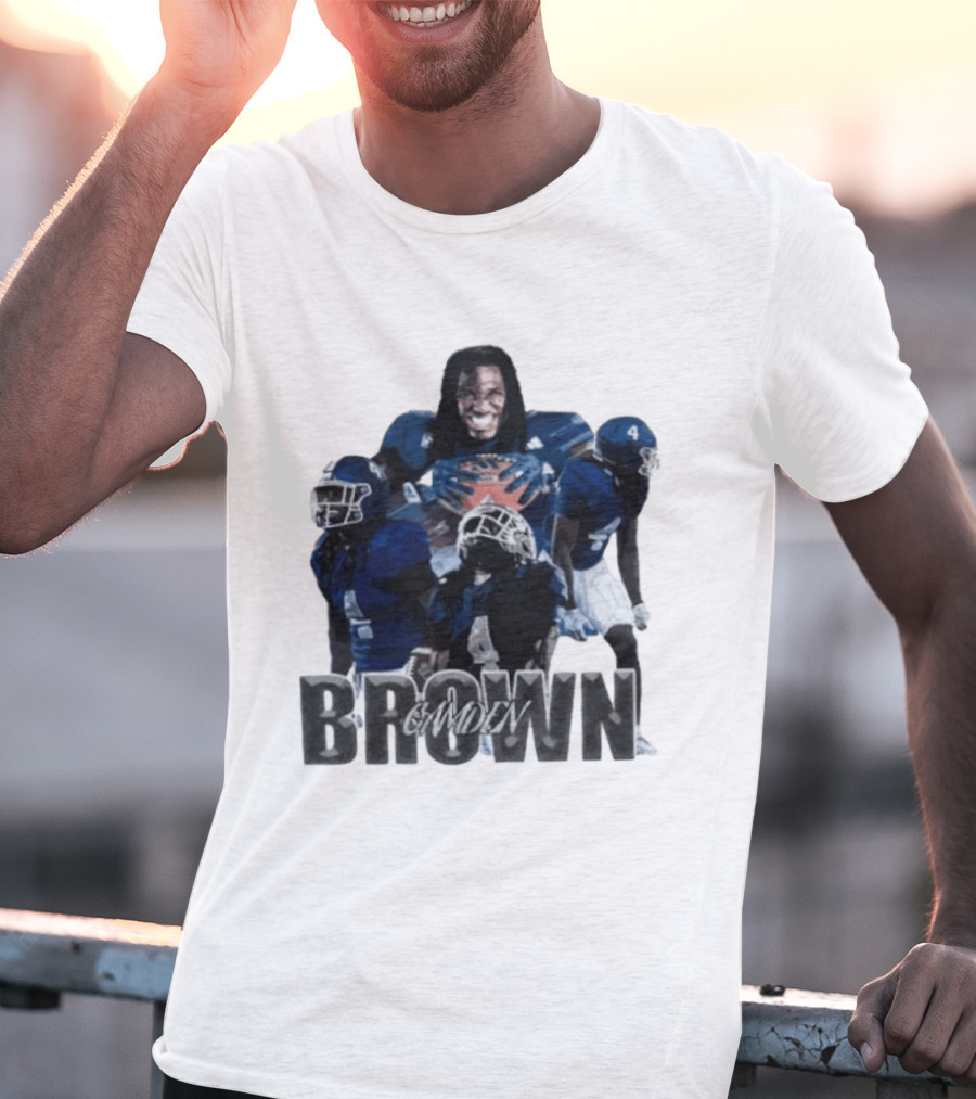 Camden Brown Football Wide Receiver Collage Blue Jersey 4 T-Shirt