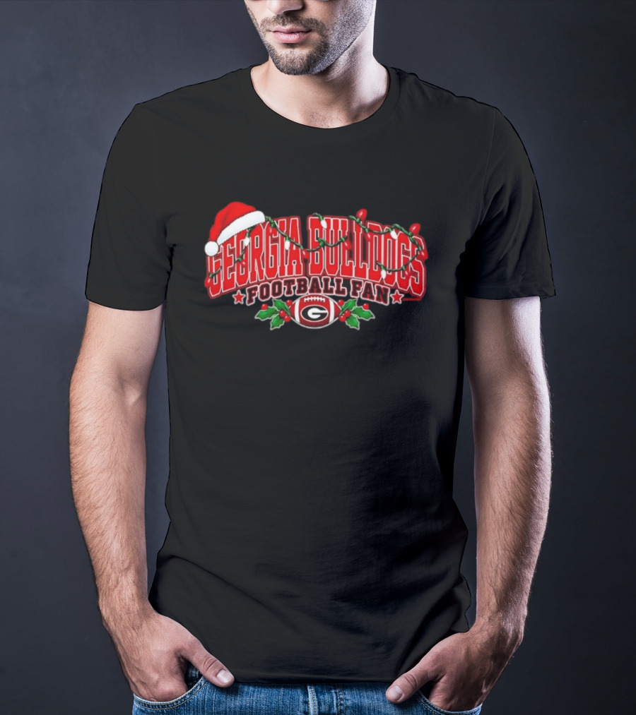 Georgia Bulldogs Football Fan Christmas Santa Hat Ornaments T-Shirt