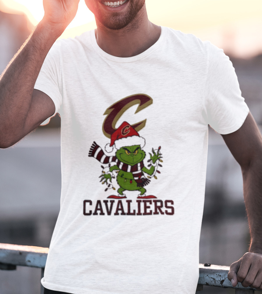 Grinch Cleveland Cavaliers Christmas 2026 Scarf Santa Hat Lights T-Shirt