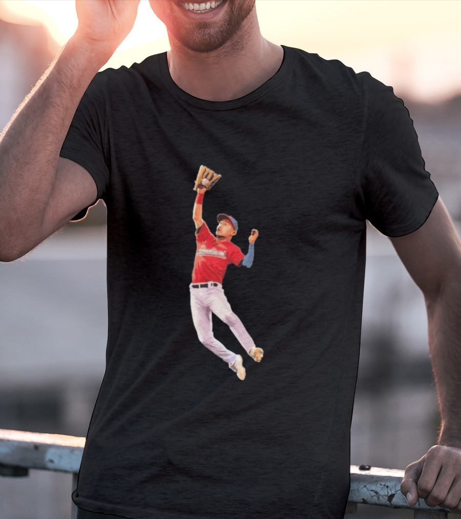 Steven Kwan Cleveland Guardians Baseball Action Player Jump T-Shirt