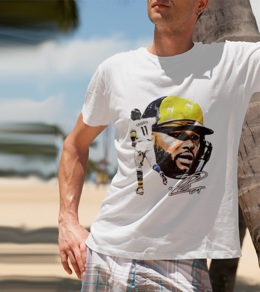 Jackson Chourio #11 Milwaukee Baseball Player Portrait And Signature T-Shirt