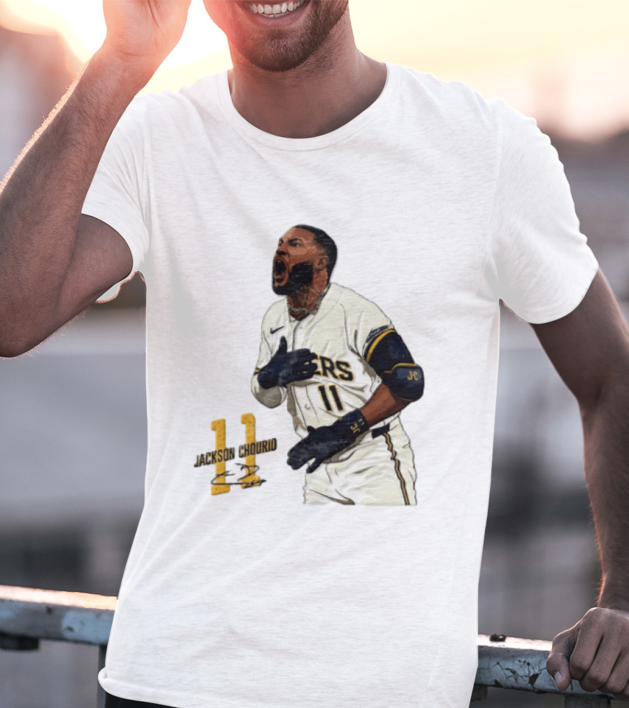 Jackson Chourio 11 Brewers Baseball Player Celebration T-Shirt