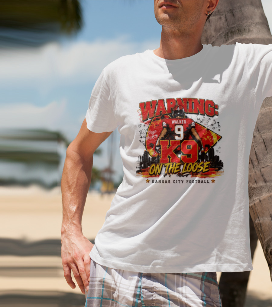 Warning K9 On The Loose 9 Kansas City Football T-Shirt