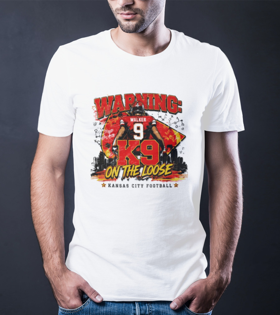 Warning K9 On The Loose 9 Kansas City Football T-Shirt
