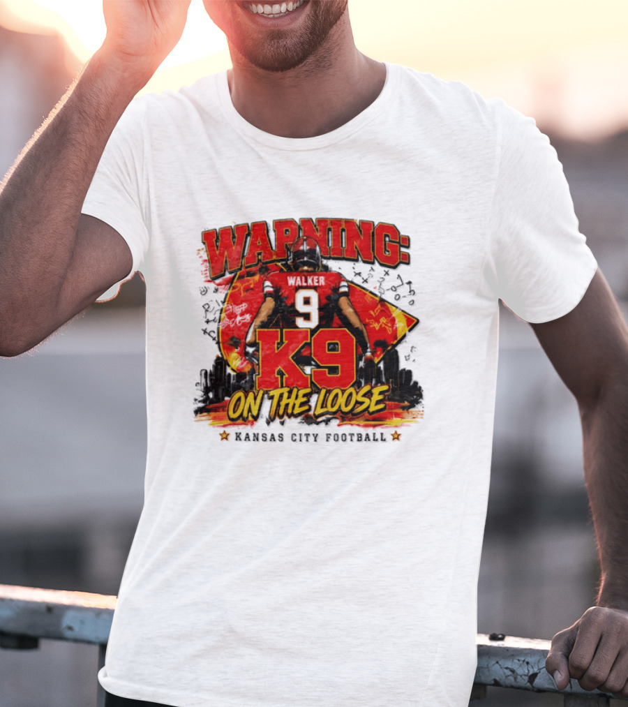 Warning K9 On The Loose 9 Kansas City Football T-Shirt